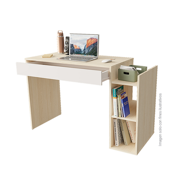 Escritorio ES24303, color arena + blanco, 75x120x50cm
