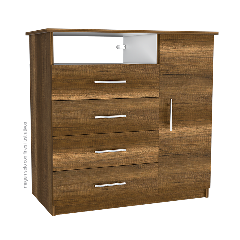Cómoda Perú CCB 7060 4 cajones + 1 puerta abatible espacio para colgar ropa