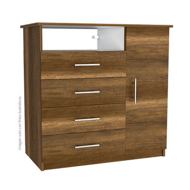 Cómoda Perú CCB 7060 4 cajones + 1 puerta abatible espacio para colgar ropa
