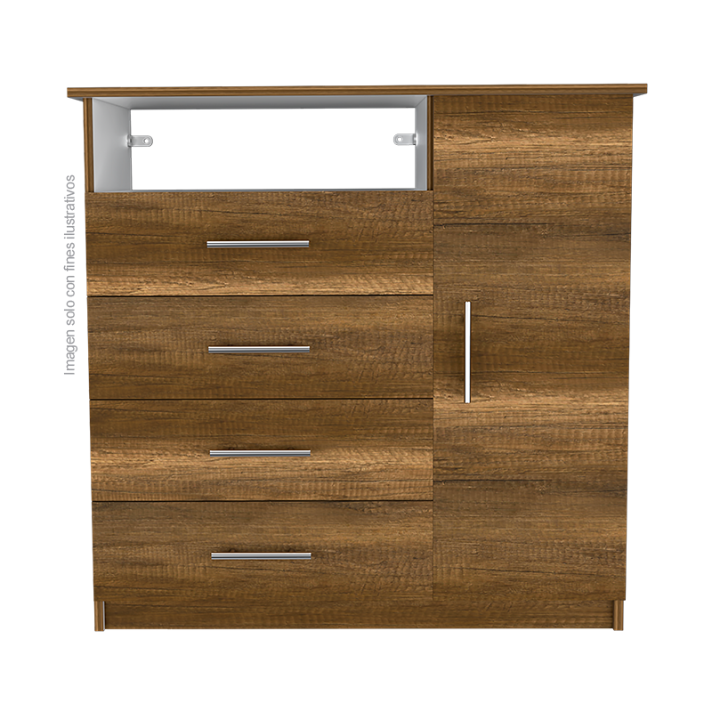 Cómoda Perú CCB 7060 4 cajones + 1 puerta abatible espacio para colgar ropa