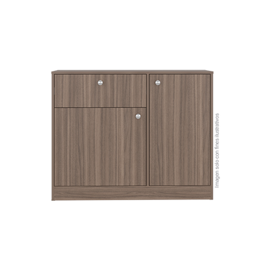 Cómoda Praga CLM 12689 2 puertas abatibles 1 cajon 2 entrepaños, color avellana