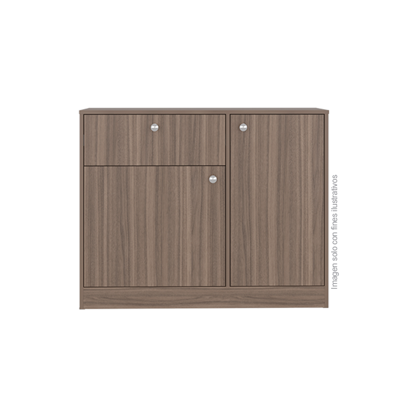 Cómoda Praga CLM 12689 2 puertas abatibles 1 cajon 2 entrepaños, color avellana