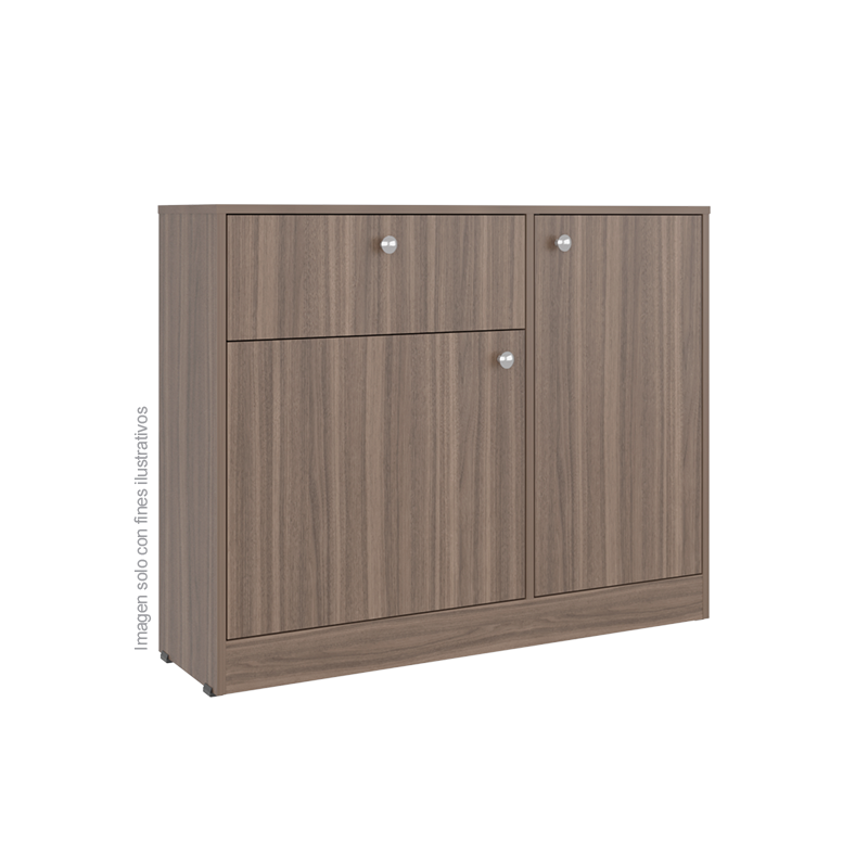 Cómoda Praga CLM 12689 2 puertas abatibles 1 cajon 2 entrepaños, color avellana