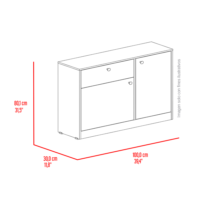 Cómoda Praga CLM 12689 2 puertas abatibles 1 cajon 2 entrepaños, color avellana