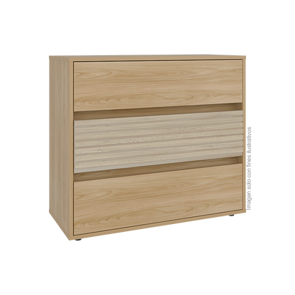 Cajonera WANDA CFR 12493 color Fresno Europeo + Roble natural, 3 cajones.