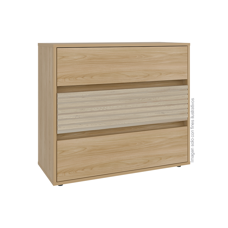 Cajonera WANDA CFR 12493 color Fresno Europeo + Roble natural, 3 cajones.