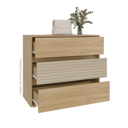 Cajonera WANDA CFR 12493 color Fresno Europeo + Roble natural, 3 cajones.