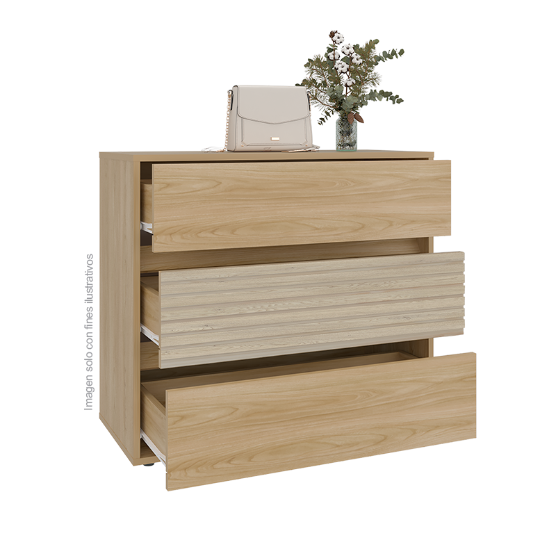 Cajonera WANDA CFR 12493 color Fresno Europeo + Roble natural, 3 cajones.