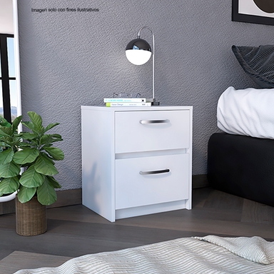 Mesa de noche Argento Color blanco MQZ MLB 8073 2 cajones.