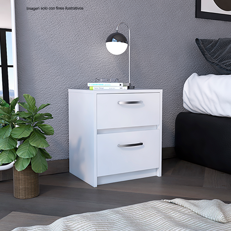 Mesa de noche Argento Color blanco MQZ MLB 8073 2 cajones.