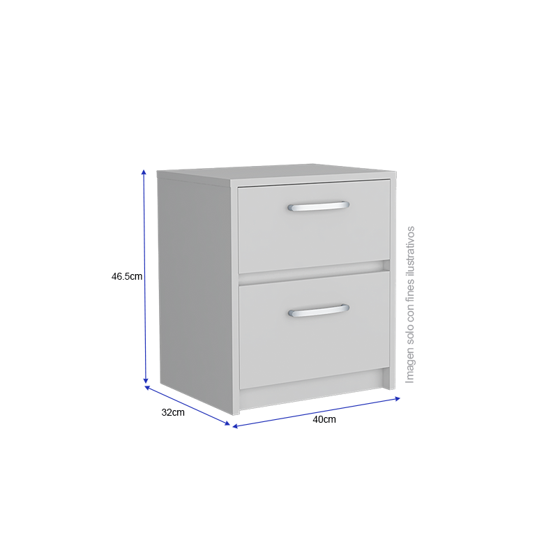 Mesa de noche Argento Color blanco MQZ MLB 8073 2 cajones.