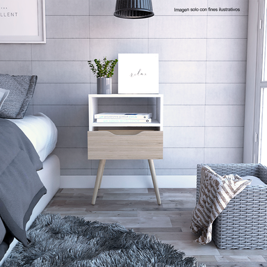 Mesa de noche OTOM, MBR 6077 color Rovere blanco