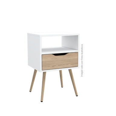 Mesa de noche OTOM, MBR 6077 color Rovere blanco