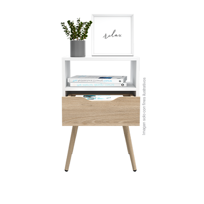 Mesa de noche OTOM, MBR 6077 color Rovere blanco