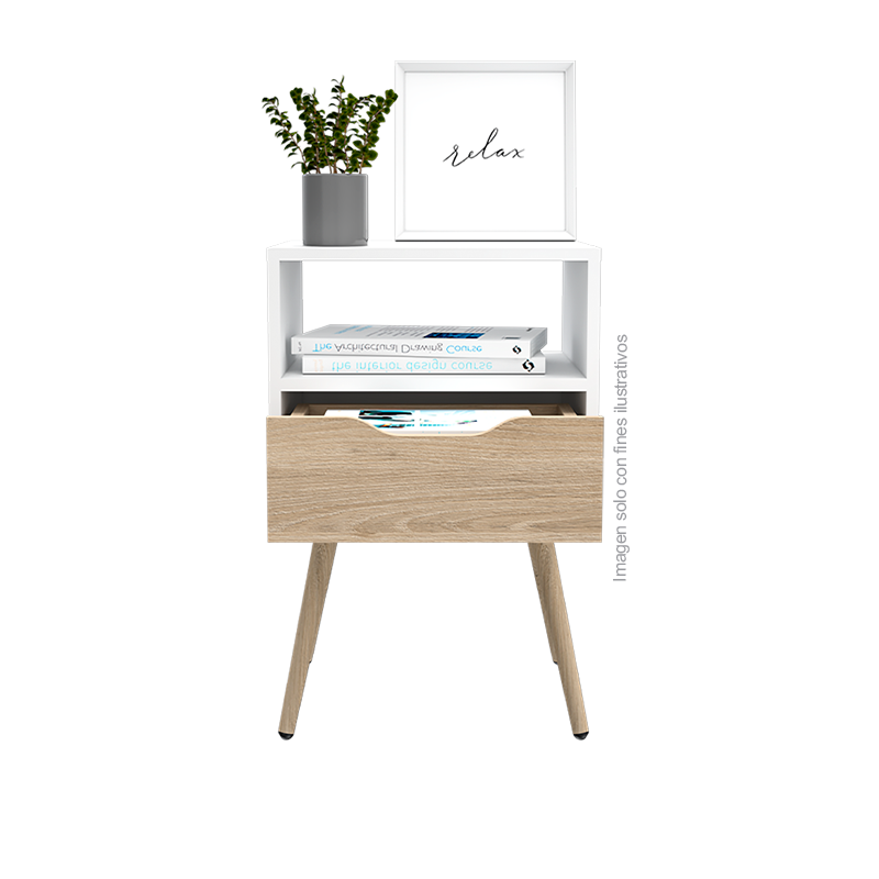 Mesa de noche OTOM, MBR 6077 color Rovere blanco