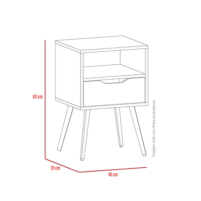 Mesa de noche OTOM, MBR 6077 color Rovere blanco