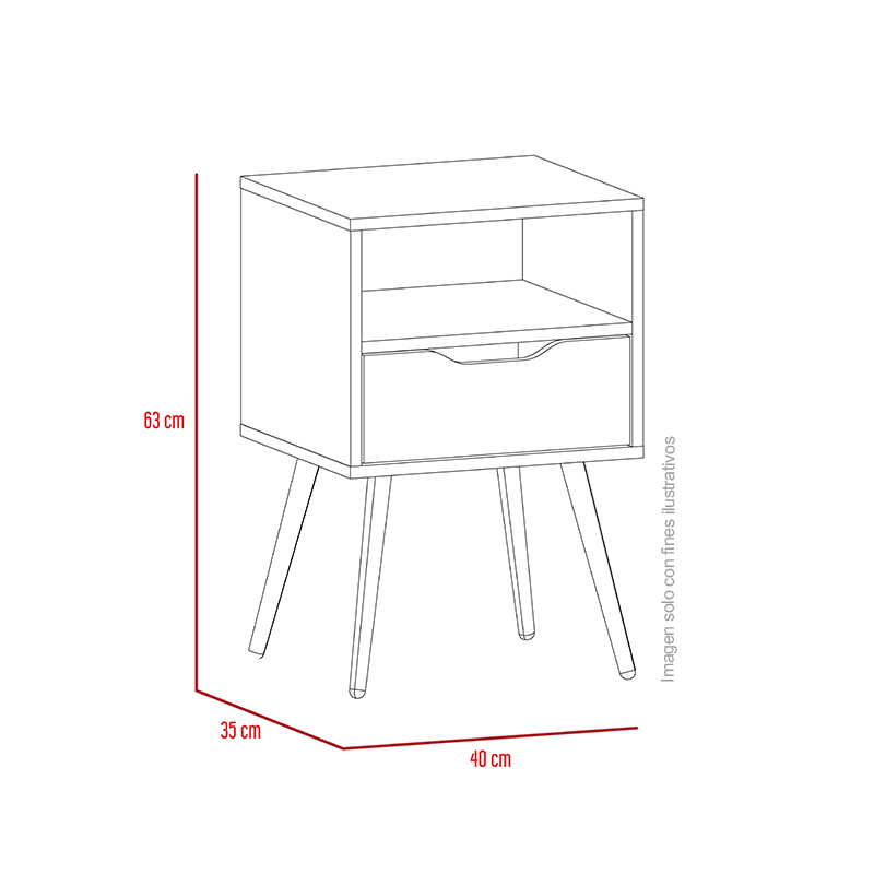 Mesa de noche OTOM, MBR 6077 color Rovere blanco