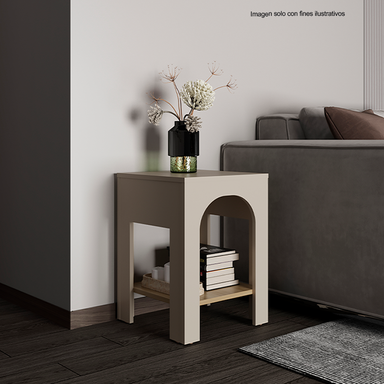 Mesa auxiliar Aira modelo 11713, color Capri y fresno Europeo