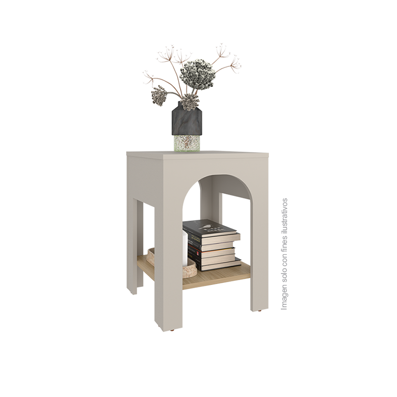 Mesa auxiliar Aira modelo 11713, color Capri y fresno Europeo