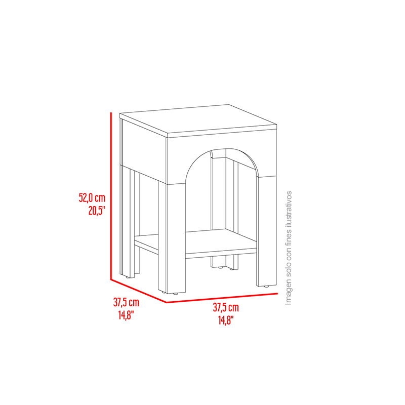 Mesa auxiliar Aira modelo 11713, color Capri y fresno Europeo