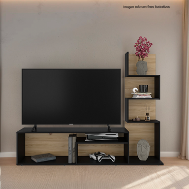 Rack para TV de 55" Modelo Nereida RFW 12432, color Europeo Wengue + wengue