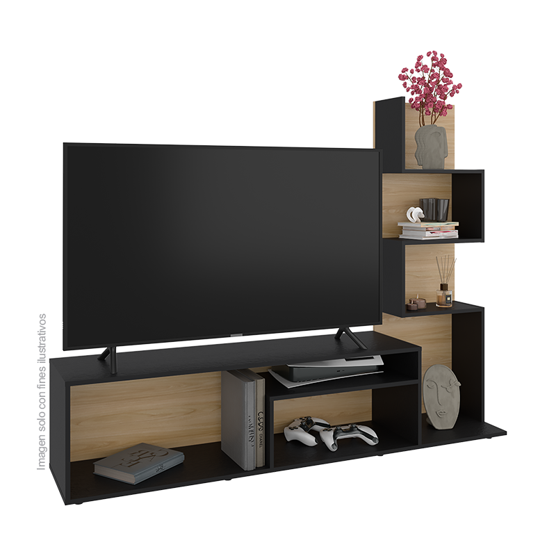 Rack para TV de 55" Modelo Nereida RFW 12432, color Europeo Wengue + wengue
