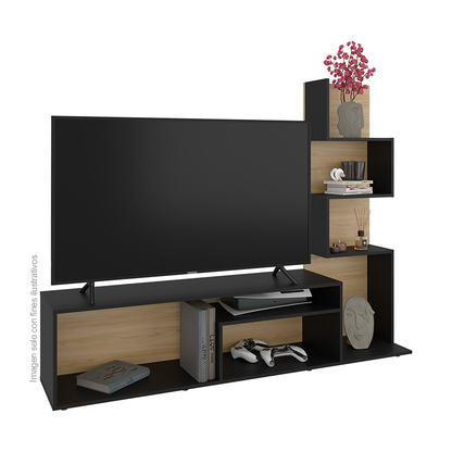 Rack para TV de 55" Modelo Nereida RFW 12432, color Europeo Wengue + wengue