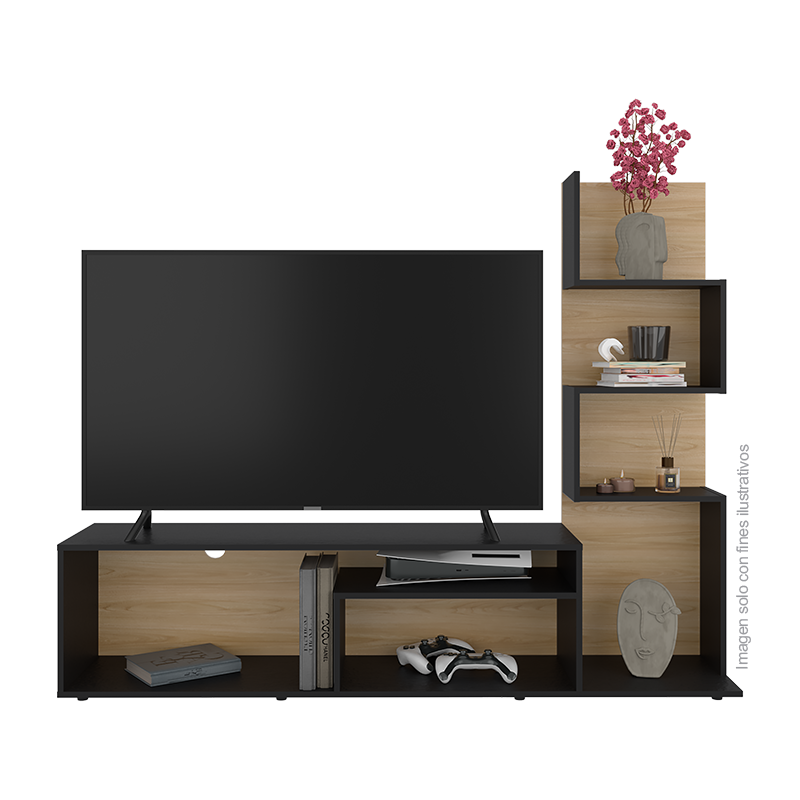 Rack para TV de 55" Modelo Nereida RFW 12432, color Europeo Wengue + wengue