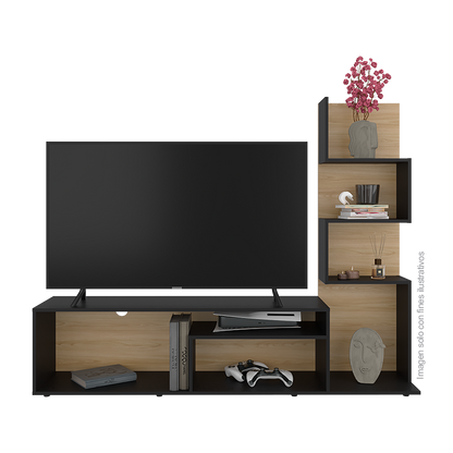 Rack para TV de 55" Modelo Nereida RFW 12432, color Europeo Wengue + wengue