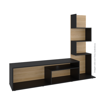 Rack para TV de 55" Modelo Nereida RFW 12432, color Europeo Wengue + wengue
