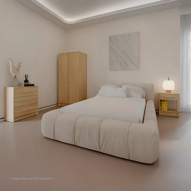 COMBO Francis CLF 13580, closet + cómoda + mesa de noche, color fresno europeo.