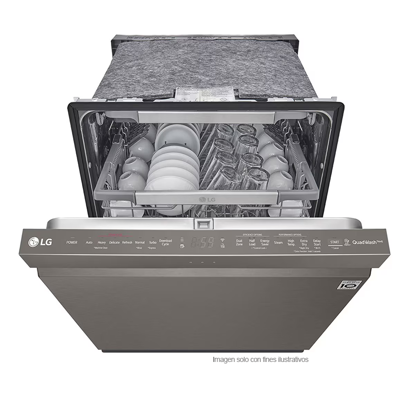 Lavaplatos empotrable de 24” Smart Direct Drive LDP6810BD LG, sistemas QuadWash y TrueSteam