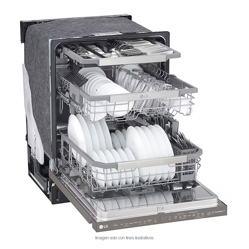 Lavaplatos empotrable de 24” Smart Direct Drive LDP6810BD LG, sistemas QuadWash y TrueSteam