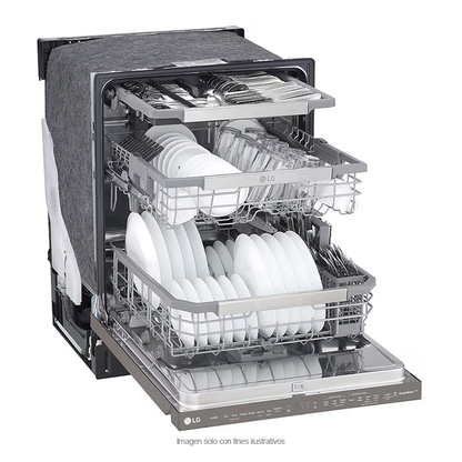 Lavaplatos empotrable de 24” Smart Direct Drive LDP6810BD LG, sistemas QuadWash y TrueSteam