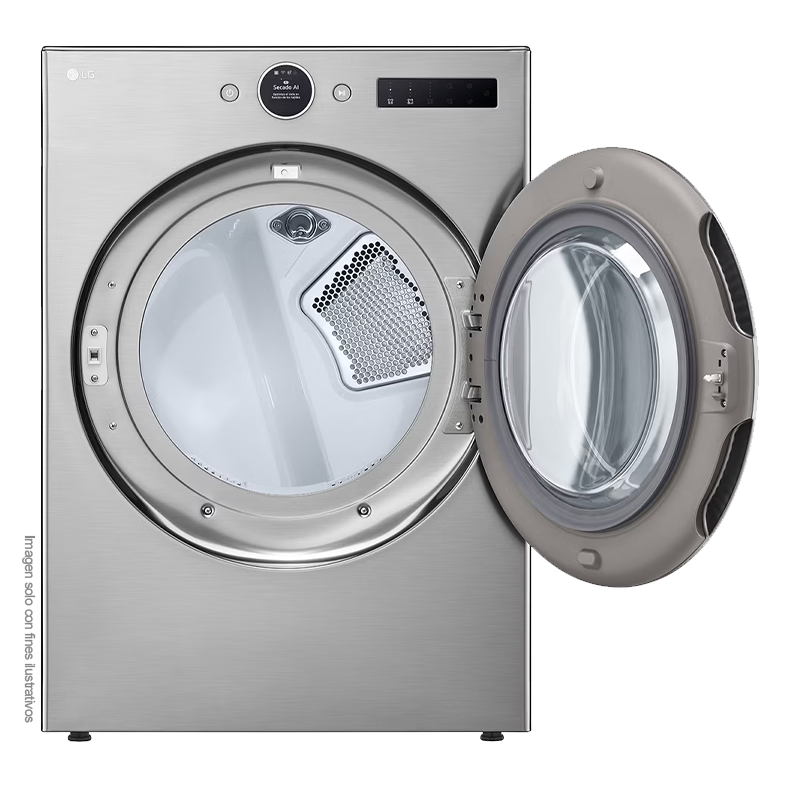 Secadora a gas 22kg DF74VFXS6B LG, carga frontal color plateado, TurboSteam, AI sensor Dry, ThinQ.