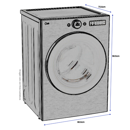 Secadora a gas 22kg DF74VFXS6B LG, carga frontal color plateado, TurboSteam, AI sensor Dry, ThinQ.