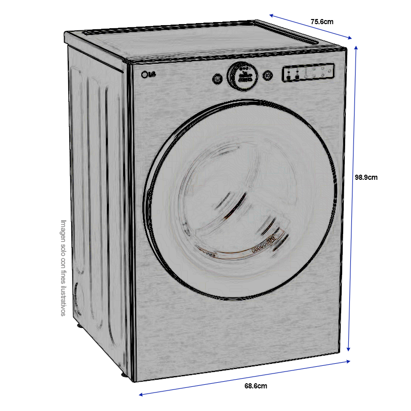 Secadora a gas 22kg DF74VFXS6B LG, carga frontal color plateado, TurboSteam, AI sensor Dry, ThinQ.