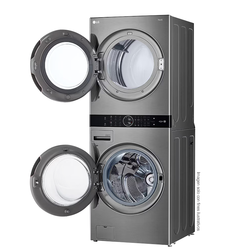 Centro de lavado eléctrico 22Kg WK22VS6PE LG, color silver, motor inverter, conectividad ThinQ