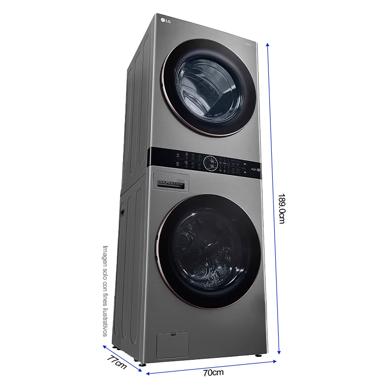 Centro de lavado eléctrico 22Kg WK22VS6PE LG, color silver, motor inverter, conectividad ThinQ