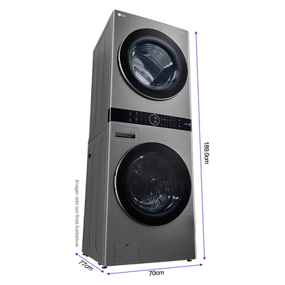 Centro de lavado eléctrico 22Kg WK22VS6PE LG, color silver, motor inverter, conectividad ThinQ