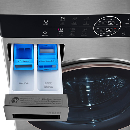 Centro de lavado eléctrico 22Kg WK22VS6PE LG, color silver, motor inverter, conectividad ThinQ