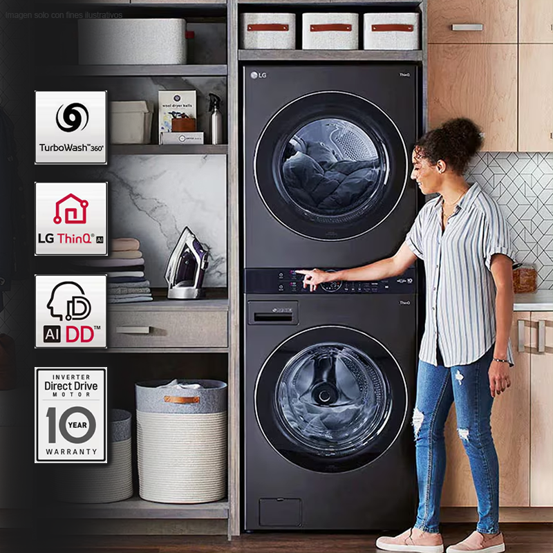 Centro de lavado a gas 25kg | WK25BS6 LG | panel central táctil | INVERTER DD | tecnología Smart ThinQ