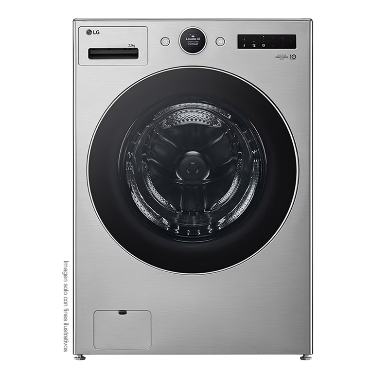 Lavadora 23kg WM23VFXS6 LG, carga frontal, pantalla LCD, dispensador automáticos detergente y suavizante, lavado óptimo mejorado por IA impulsado por AI DD