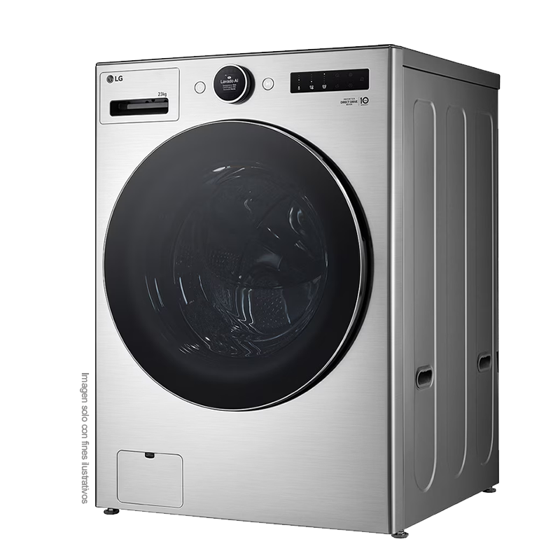 Lavadora 23kg WM23VFXS6 LG, carga frontal, pantalla LCD, dispensador automáticos detergente y suavizante, lavado óptimo mejorado por IA impulsado por AI DD