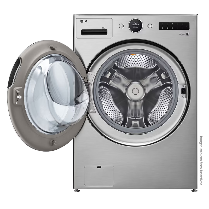 Lavadora 23kg WM23VFXS6 LG, carga frontal, pantalla LCD, dispensador automáticos detergente y suavizante, lavado óptimo mejorado por IA impulsado por AI DD