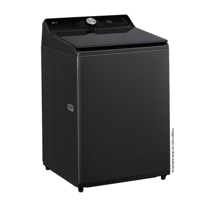 Lavadora 22kg carga superior | WT220BTX6 LG | sistema TurboWash | panel LED táctil | color negro | motor inverter con 10 años de garantía.