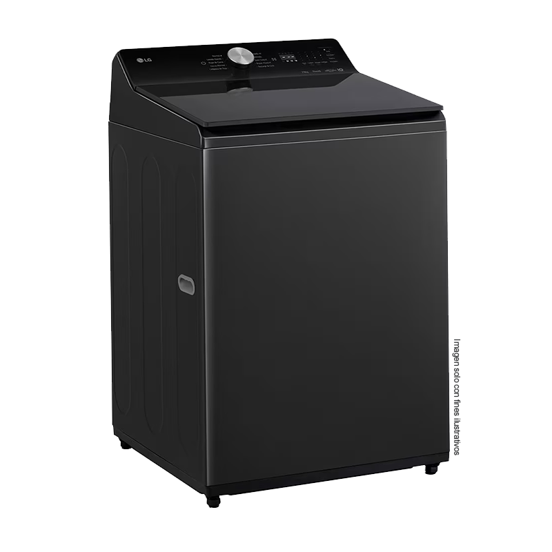 Lavadora 22kg carga superior | WT220BTX6 LG | sistema TurboWash | panel LED táctil | color negro | motor inverter con 10 años de garantía.