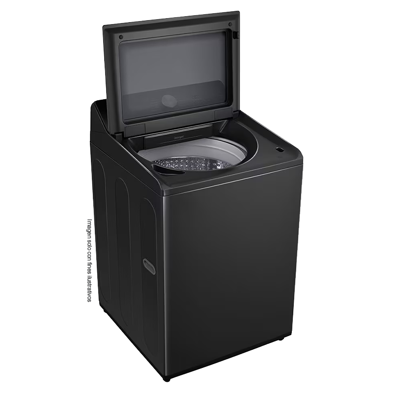 Lavadora 22kg carga superior | WT220BTX6 LG | sistema TurboWash | panel LED táctil | color negro | motor inverter con 10 años de garantía.