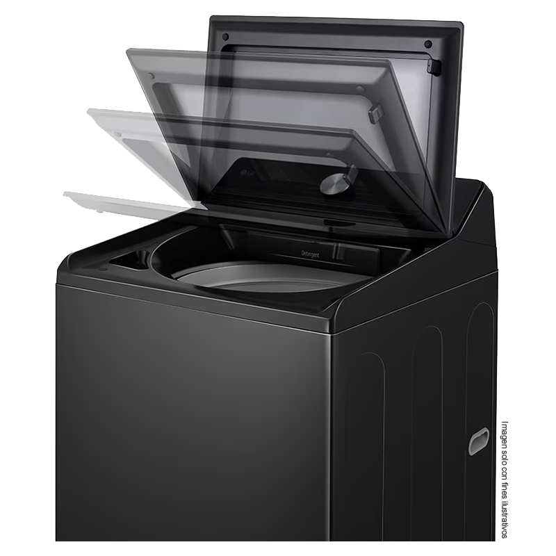 Lavadora 22kg carga superior | WT220BTX6 LG | sistema TurboWash | panel LED táctil | color negro | motor inverter con 10 años de garantía.
