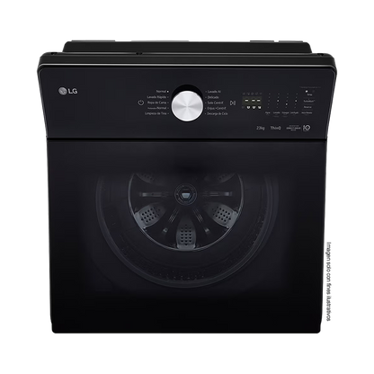 Lavadora 22kg carga superior | WT220BTX6 LG | sistema TurboWash | panel LED táctil | color negro | motor inverter con 10 años de garantía.